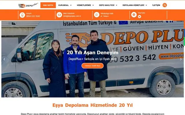 Depo Plus web sitesi ana sayfası